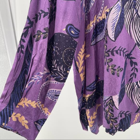 MASAI Purple Print Tunic Size Medium Made India Satin Wrinkled Style Medium - Picture 4 of 13